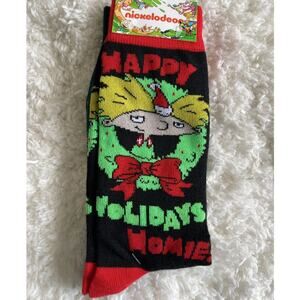 Nickelodeon Hey Arnold Christmas Casual Crew 2 Pair Socks NEW Size 6-12